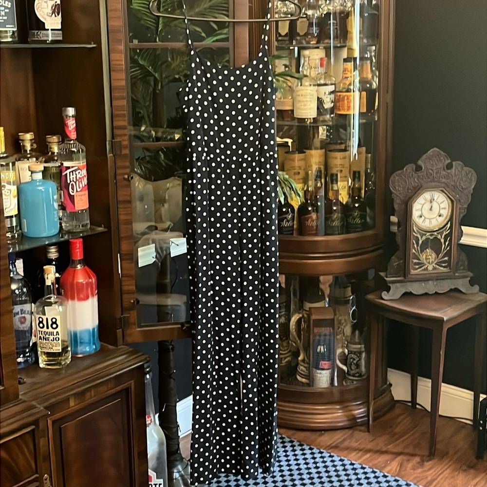 Romper French Dot Classily Flirty blue and white Polka Dot Romper Sz m